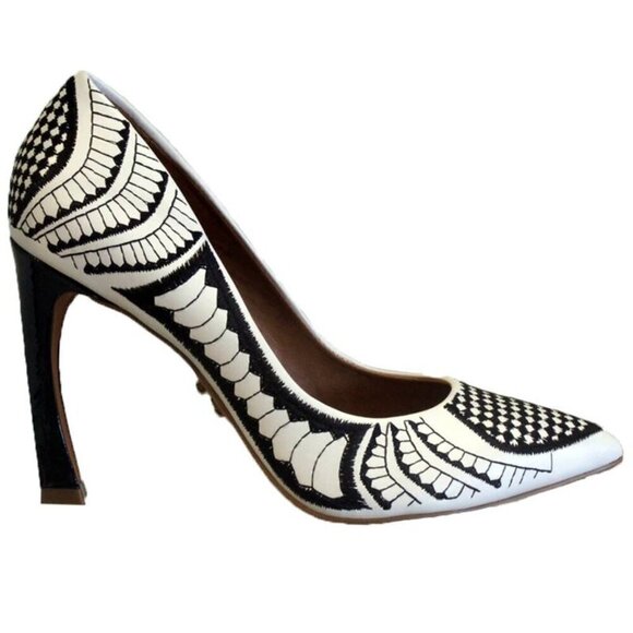 Carrano Black & White Stiletto Heels Womens Size 8 - Picture 2 of 8